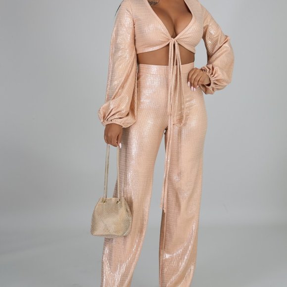 Gold Metallic Two Piece - Picture 2 of 5